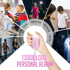 Personal Safety Alarm - 3-Pack - Rechargeable - Strobe LED Flashlight - SOS Emergency Loud Siren - Self-Defense Keychain - for Women, Students, Children, Seniors (White, Pink, Blue)