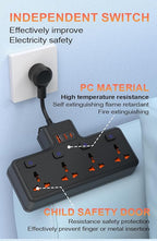 Wall Mount Power Strip with 4 AC Outlets & USB-C (20W) and USB Ports, Plug Extender with Individual Switches, Space Saving Multi Plug Outlet for Home, Office, Dorm & Travel, Black