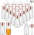 100 Pcs Mini Glass Oil Dropper Bottle Bulk, Clear Essential Small Empty Bottles Sample Containers Perfume Liquid Vials with Cap for Traveling (10 ml,Rose Gold)