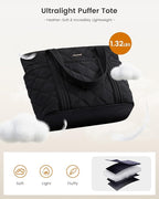 LOVEVOOK Puffer Tote Bag for Women, Puffy Work Handbag, Travel Shoulder Carry On Bag with Zipper for Teacher Nurse Gym