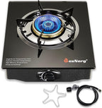 Propane Stove 1 Burner Gas Stove, 14500 BTU High-Efficiency Auto Ignition Tempered Glass LPG Cooktop with CSA Regulator and Hose – for Outdoor Camping, RV, and Emergency Cooking