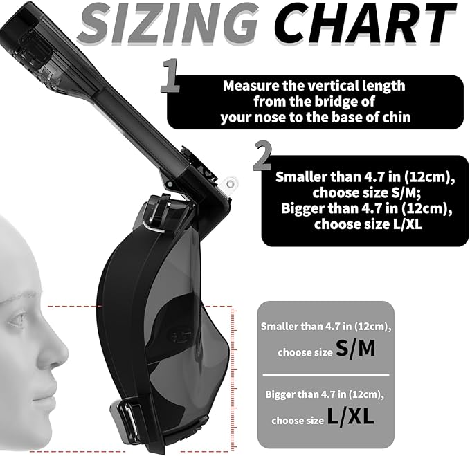 R10 Full Face Snorkel Mask Adults, Snorkeling Mask Gear for Adults&Kids, Fully Enclosed CO2 Transportation Solution, Silicone Bonding Anti-Leak&Anti-Fog, Foldable for Portability