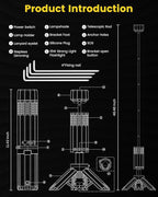 Camping Lantern Telescopic - Camping Light with 12000mAh Battery Magnetic Base, 3 Light Modes, Waterproof Rechargeable LED Hiking, Emergency, Outdoor & Indoor Use