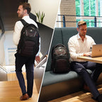 Swissdigital Design Men's Laptop Backpack for Man，Large Capacity Business Travel Backpack Black/Brown | J14-32