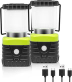 2PCS 6500K White Light LED Camping Lantern Rechargeable 1000LM, 4500mAh Power Bank, Flashlight for Hurricane Emergency, Hiking, IP44 Waterproof Lantern(Black)