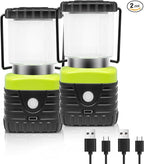 2PCS 3200K Warm Light LED Camping Lantern Rechargeable 1000LM, 4500mAh Power Bank, Flashlight for Hurricane Emergency, Hiking, IP44 Waterproof Lantern(Black)