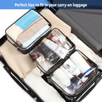 PACKISM Clear Makeup Bags - 3 Pack Clear Travel Bags for Toiletries for Women, Cosmetic Bags Carry on Toiletry Travel Essentials, Black Large