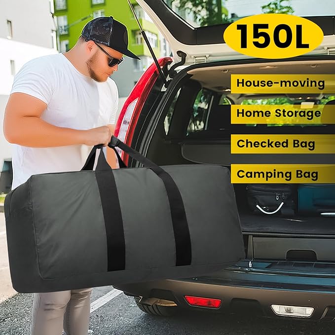 Vorspack Extra Large Duffle Bag for Travel - 150L Duffel Bag for Men Gear Bag for Storage Foldable Weekender Bag for Overnight Camping - Grey