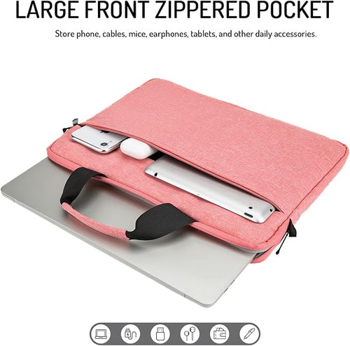 14-15 Inch Laptop Shoulder Messenger Bag Carrying Case Briefcase Slim Protective Computer Sleeve with Handle Strap Pocket for MacBook Acer ASUS HP Surface Dell Chromebook, Pink