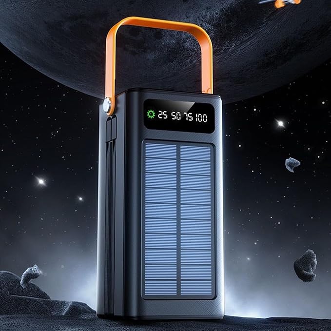 Solar Battery Mobile Bank - 120W External Power Bank, 50000mAh 4 Outputs & 3 Inputs | Portable Survival Gear with Light, Built-in Cables for Devices, Road Trip, Hiking, Backpacking, Camping, Fishing