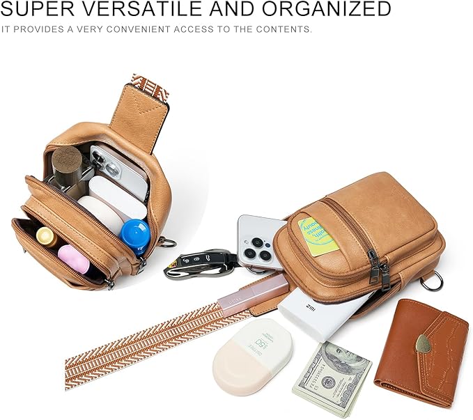 3L SMALL Sling Bag Fanny Packs For Women Men Mini Crossbody Chest Belt Travel Bag Purse Handbag Faux Leather Fashion Cute Light Grey