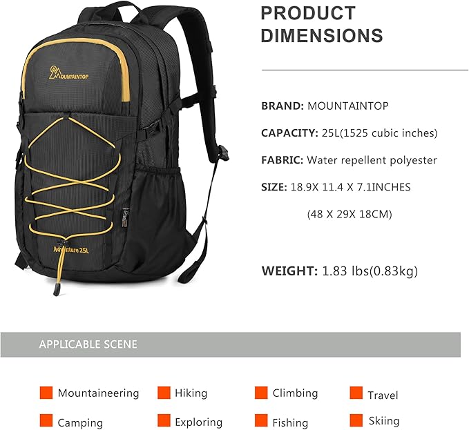 MOUNTAINTOP Hiking Backpack,25/30L Camping Backpack, Men Women Hiking Daypack Lightweight Travel Backpack for Climbing