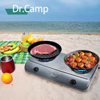 35000 BTU 2 Burner Propane Gas Stove Cooktop Outdoor Camping Stove Portable Double Burner for BBQ Boiling Frying Cooking Estufa de Gas Portátil Fogón de Gas