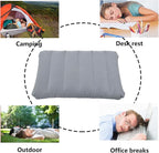 Ultralight Inflatable Camping Pillow Squared Flocked Fabric Air Pillow for Beach Hiking,Camping,Traveling,Napping,Desk Rest,Neck Lumbar Support Grey