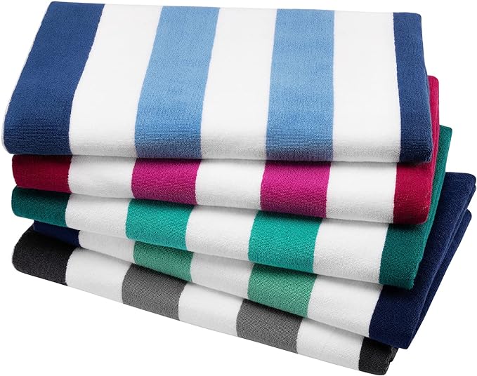 Bornbay Cotton Oversized Beach Towel - Extra Large 40"X70" Plush Thick Pool Towel, XL Fluffy Cyan Green Beach Towels Stripe Swimming Towel for Adults Mens Women