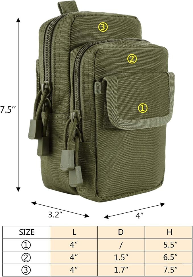 2 Pack Molle Pouches - Tactical Compact Water-Resistant EDC Pouch Bag Small Utility Pouch