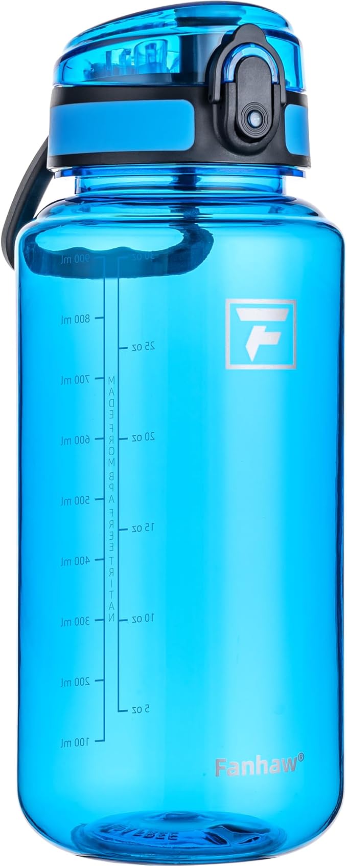 Fanhaw 32 Oz Clear Tritan Water Bottle with Chug Lid, BPA-free, Wide Mouth, Leak Proof - for Gym, Travel, Home, School, Office (Classic Blue)