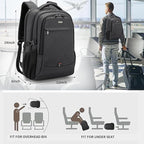 DUSLANG 17 Inch Laptop Backpack for Travel Water Resistant College Bookbag for Men/Women Laptop Bag with USB Charging Port and Tablet Sleeve Bag Compatible Protective Case, Black