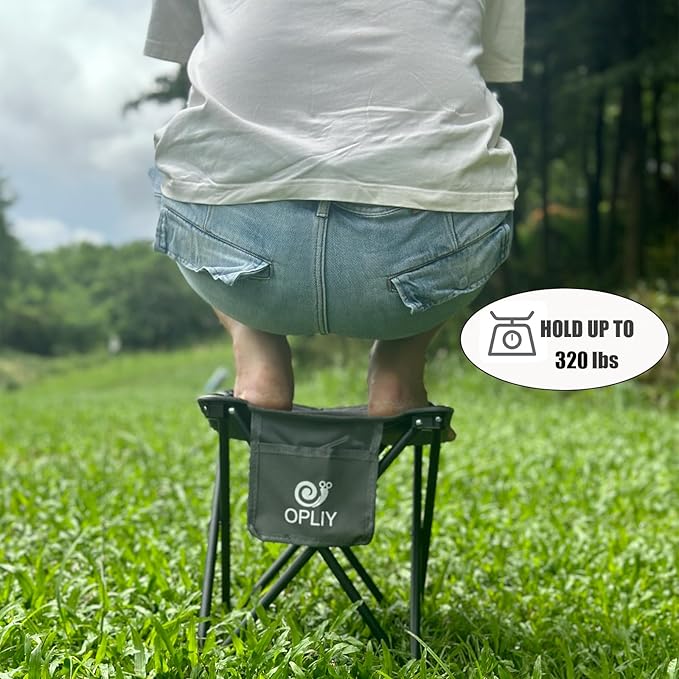 Opliy Camping Stool 2 Pack,13.5 Inch Portable Folding Stool for Outdoor Gardening and Beach Hiking Fishing,Foot Stool with Carry Bag (Gray)