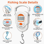 Fishing Scale 132lb/60kg Luggage Scale Digital Fish Scale with Backlit LCD Display, Fish Weight Scale Luggage Weight Scale Hanging Scale with 4 Units USB Cord, Fishing Accessories Fishing Gift