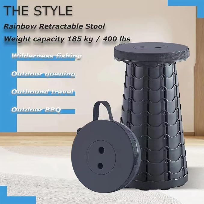 Upgraded Portable Folding Stool, Camping Retractable Seat for Adults Outdoor, Travel, Barbecue, Fishing, Waiting in Line Lightweight Chair 2023 Second Generation