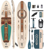 ABBOARD Inflatable Stand Up Paddle Boards - Extra Wide Fishing Paddleboard,Cool Design, Ultra Stable Standup SUP,15 D-Rings, 5 Handles,Camera Mount,100L Backpack, 10L Dry Bag,Youth/Adults