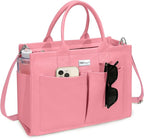 TOPDesign Heavy-Duty Canvas Tote Bag for Women, Adjustable Crossbody/Shoulder Handbag with 9 Pockets, Everything Tote