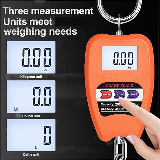 Luggage Weight Scale, Portable Electronic Luggage Scale Multifunctional Digital Scales LCD Display Travel High Accurate 200Kg Handheld Weighing Tools,for Travel(Orange)