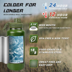 32 oz Water Bottle with Sleeve - Military Green Stainless Steel Metal Insulated Water Jug, Sports Bottle for Gym Hiking Camping Camo Pouch