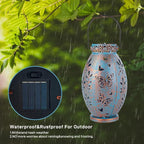 Stargarden 2Pack Outdoor Solar Lanterns, Hollow Out Metal Garden Light Decorative Hanging Lights, Solar Lanterns Outdoor Waterproof for Patio, Lawn, Yard( Blue)