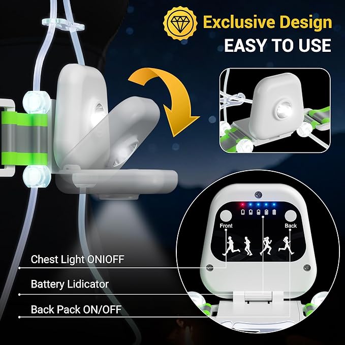 Running Vest for Women, Reflective Running Lights Vest for Night Runners, Running Light Gear Safety Reflective Vest for Men