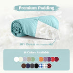 puredown® Soft Feather Down Throw Blanket Lightweight Packable Couch Throw for Indoor and Outdoor Use, 50"X70", Teal Blue