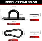 sprookber 304 Stainless Steel Pad Eye Snap Hooks, M8 Heavy Duty Ceiling Hooks, 1200 lb Capacity Hammock Swing Hanging kit, Plant Hangers, Marine Hardware Staple Hook Loop with Screws, Set of 8(Black)
