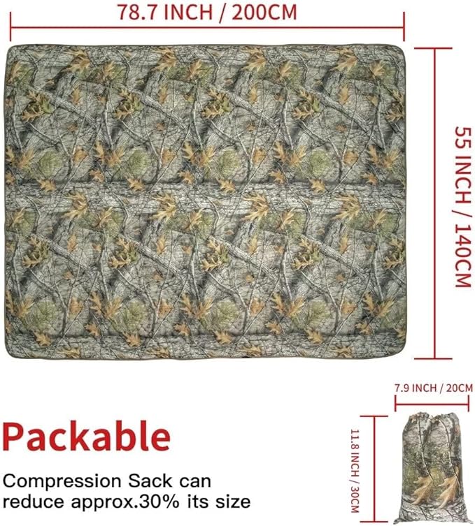 LOOGU Camo Blanket Waterproof Insulation Poncho Liner for Outdoor Camping, Hiking, Hunting, Survival, Backpacking, Picnicking
