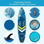 Paddle Boards for Adults, 10'6"/11"/11'6" Inflatable Paddle Board, Super Non Slip Eva, Stand Up Paddle Board with Removable Fins, Adjustable Paddle, Pump, Shoulder Strap, Leash, Standing Boat