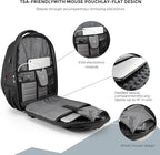 Swissdigital Design Men's Laptop Backpack for Man，Large Capacity Business Travel Backpack Black/Blue | J14-12