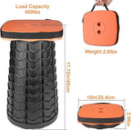 Boreeman Upgraded Collapsible Stool, Square Portable Stool, Lightweight Yet More Sturdy with Load Capacity 400lbs, Perfect for Camping Fishing Hiking BBQ (Square Orange)
