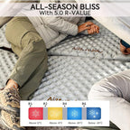 Naturehike Self-Inflating Sleeping Mats for Camping, 3'' Ultra Thick Camping Mat 5.8 R-Value Insulated Camping Mattress, 4-Season Inflatable Foam Camping Mat for Car, Hiking(R5.8 Rectangles - Plus)