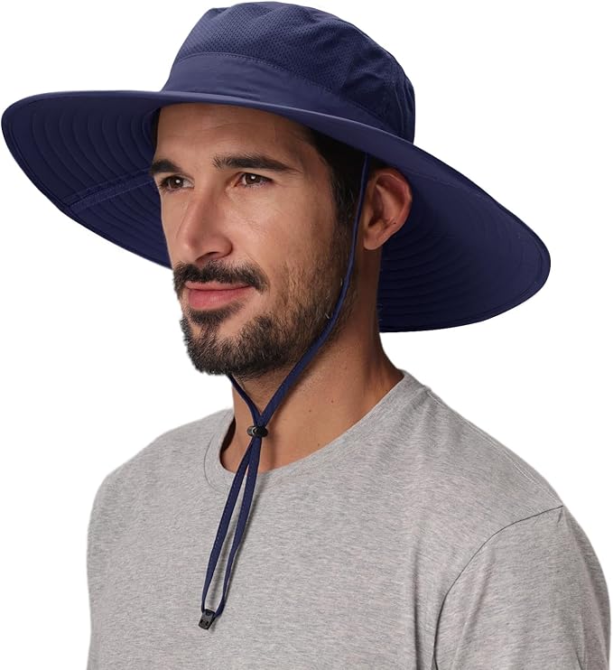 Home Prefer UPF50+ Mens Sun Hat Wide Brim Fishing Hat Foldable Large Brim UV Protection Sun Hat for Men Women Beach Gardening