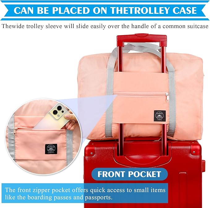 4PCS Foldable Travel Duffel Bag Tote Carry on Luggage Bag Spirit Airlines Personal item Sports Gym Bag Water Resistant Weekender Overnight Bags for Women and Men (Mix Colors)