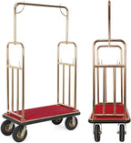Generic Hotel Luggage Cart 39Lx19Wx68H Inch Bellman Luggage Trolley Cart Up to 881LBS 8-inch Silent Rubber Casters Carpet Deck Bumper Rails for Commercial Use Condos ResortsIdeal