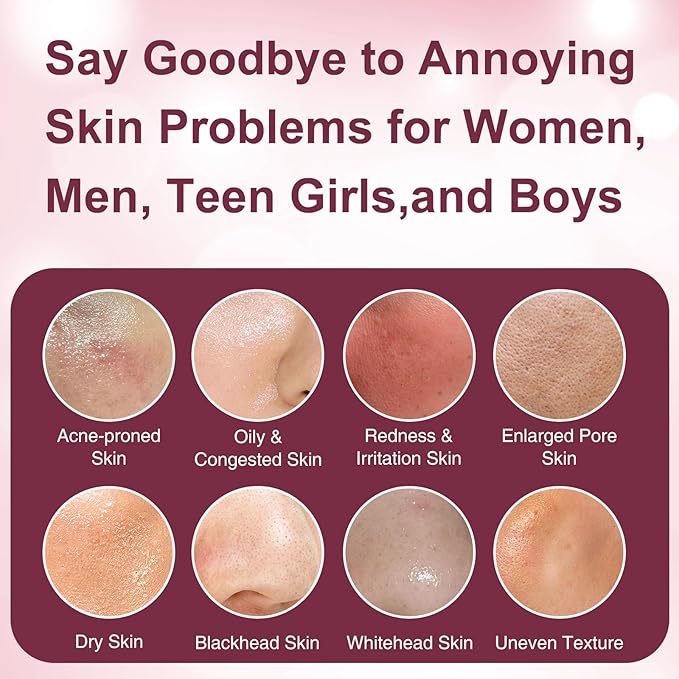Women Teens Skin Care Set, 6 PCS Skincare Set for Acne Prone & Enlarged Pore Skin W/ Korean Salicylic Acid ,Anti-Allergy ,Deep Clean, Hydrating, Calming, Unclog & Minimize Pores for All Skin Types