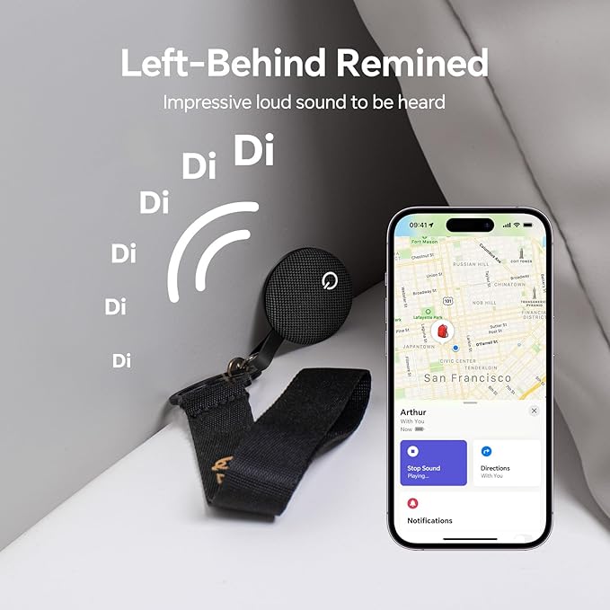 Air Tracker Tags, Bluetooth Tracker Works with Apple Find My (iOS Only), Smart Tag with Keychain, Item Finder for Luggage/Key/Suitcase/Pets/Wallet, Replaceable Battery (Orange, 1 Pack)