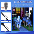 Upgraded Larger Solar Lights Outdoor, 6 Pack Flickering Flame Solar Torch Lights with Super Larger Size for Halloween Decor, Waterproof Solar Powered Outdoor Halloween Light for Yard Pathway (Blue)