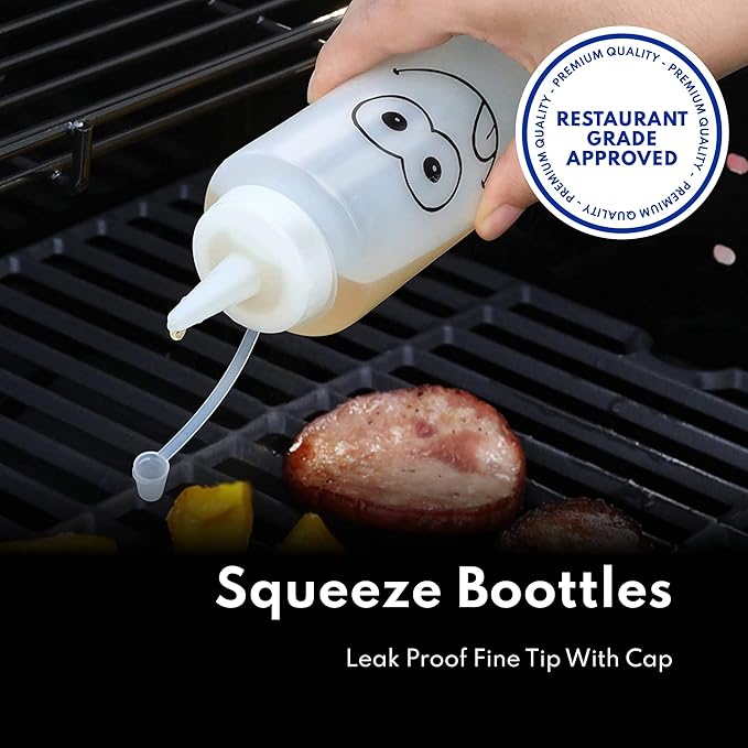 New Star Foodservice 7006865 Stainless Steel BBQ/Griddle Utensils & Accessories Tool Set, 6-Piece Set Includes Spatulas, Dough Scraper with Measurements, & Squeeze Bottle Set