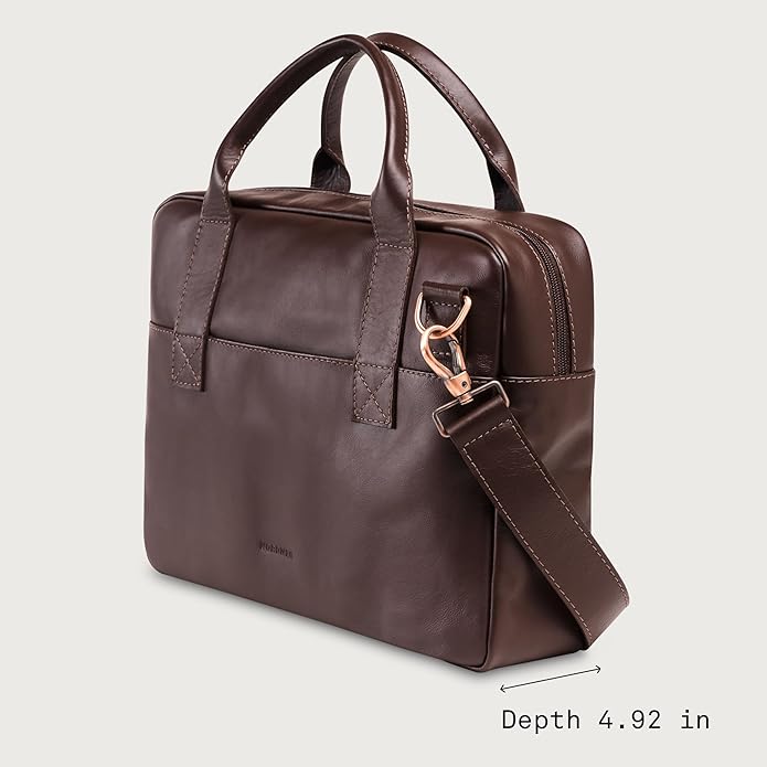 Nordweg Nomad Leather Briefcase NW080A – Leather Bag for Work & Travel – Fits 15.6” Laptop – Minimalist, Durable, Elegant