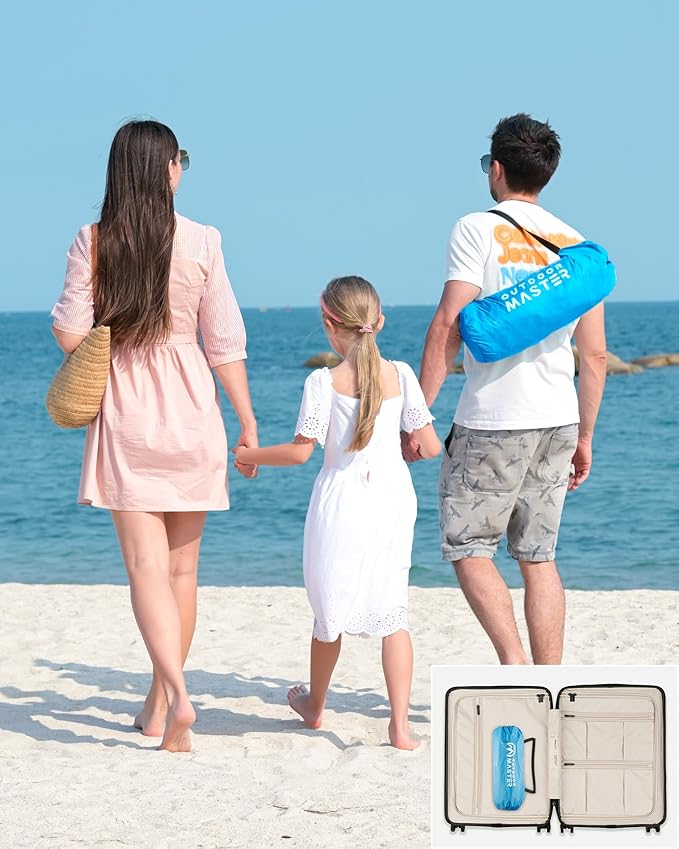 OutdoorMaster Beach Tent Sun Shelter with 2 Ventilated Doors, UPF50+ Easy Setup Beach Tent Canopy for 3 Person, Lightweight & Portable Family Beach Umbrellas for Sand with Carrying Bag -Ocracoke Coast