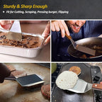 Stainless Steel Metal Spatula Set For Griddle, Grill Spatula Scraper for BBQ/Flat Top Grill- Full Tang Handle -Thicked Blade- Beveled Edges, Great Griddle Accessories for Pancake/Dough Cutter