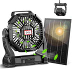 CONBOLA Solar Fans for Outside,Camping Fan, Portable Fans Rechargeable 9-Inch Battery Powered (180Hrs) LED Lantern, USB C Battery Beach Fan.