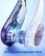 SWEETFULL Portable Neck Fan 360° Cooling Bladeless Personal Fan | No Hair Twisting - 4000mAh USB Rechargeable Wearable Fan for Travel, Birthday Gifts for Men, Women, Mom, and Dad